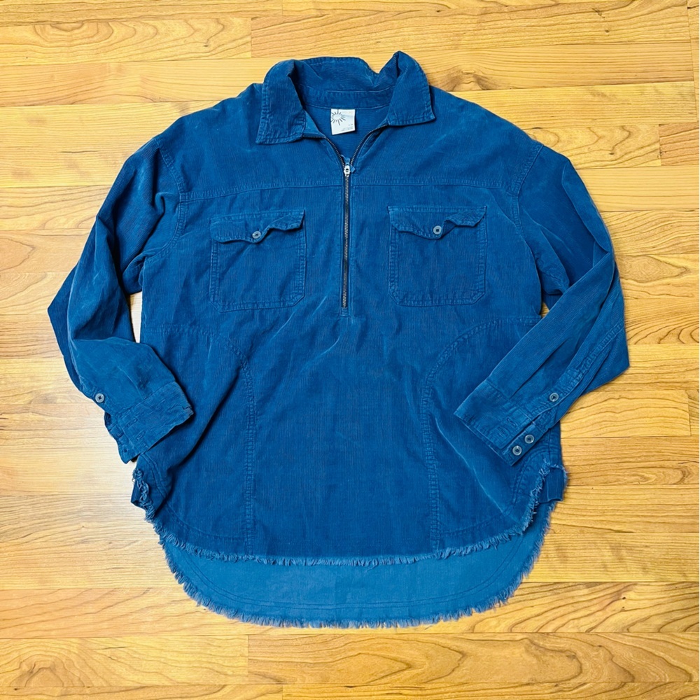 OFFLINE by Aerie Corduroy quarter Zip shaket – Coastal Blue - Picture 2 of 4